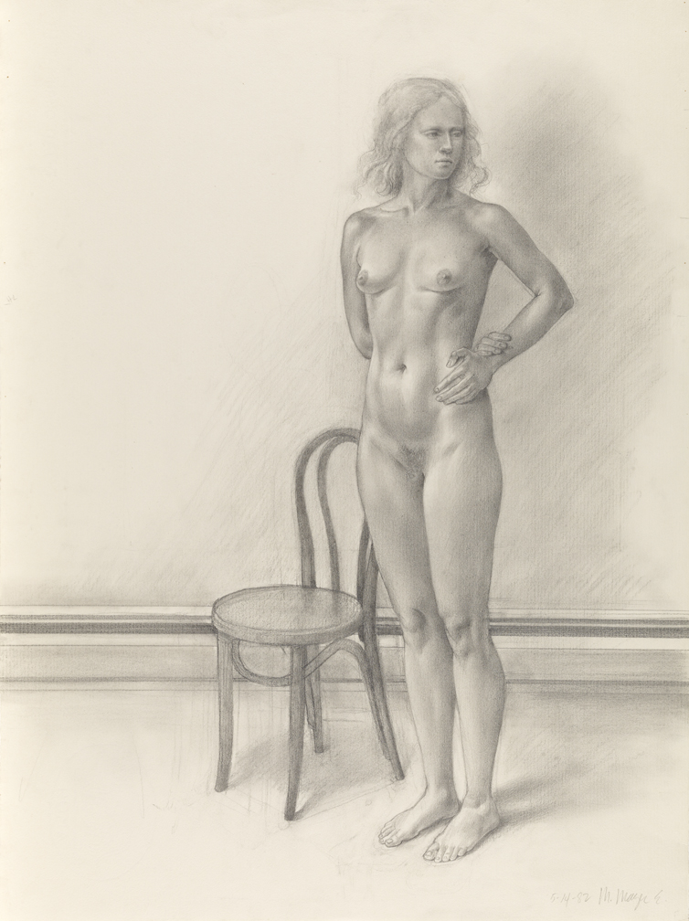 [Standing female nude looking left]