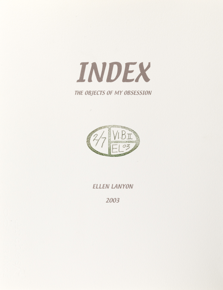 Title Page for Volume I, Book II, Folly Animale, from Index: The Objects of My Obsession