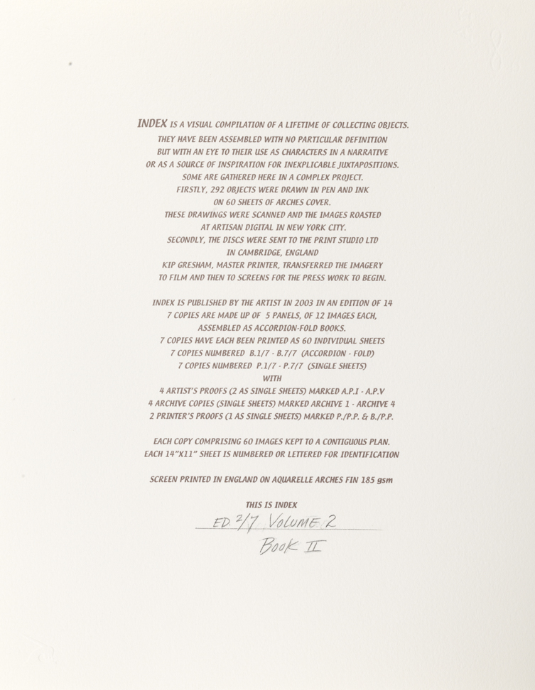 Colophon, Volume I, Book II, Folly Animale, from Index: The Objects of My Obsession