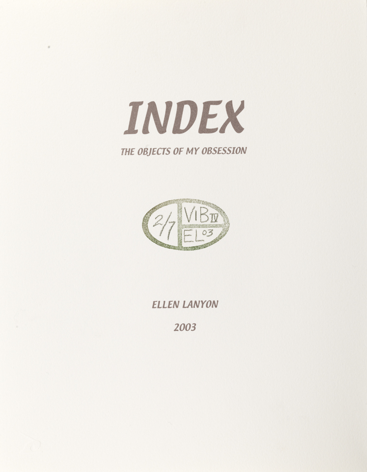 Title Page for Volume I, Book IV, Mechanique, from Index: The Objects of My Obsession