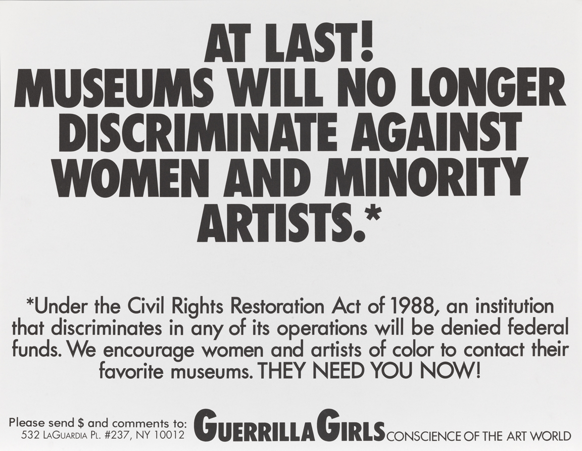 At Last! Museums Will No Longer Discriminate Against Women and Minority Artists