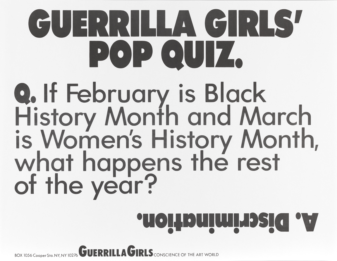 Guerrilla Girls' Pop Quiz