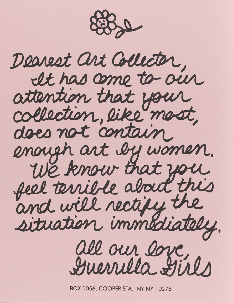 Guerrilla Girls, "Dearest Art Collector" (1986) PAFA Pennsylvania