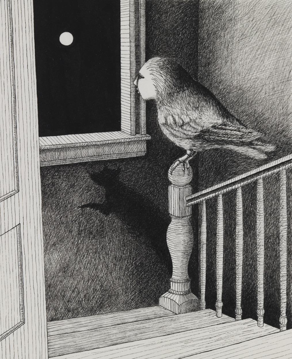[Bird on stairs]