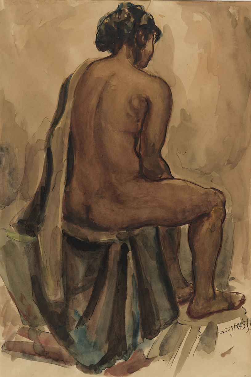 Untitled [Seated female nude]
