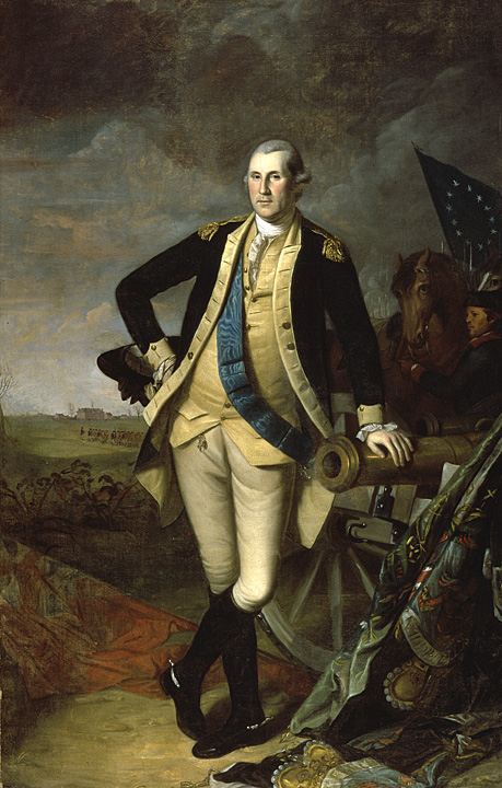 A formal-suited man is positioned next to a cannon in this artwork, highlighting a contrast between tradition and contemporary style.