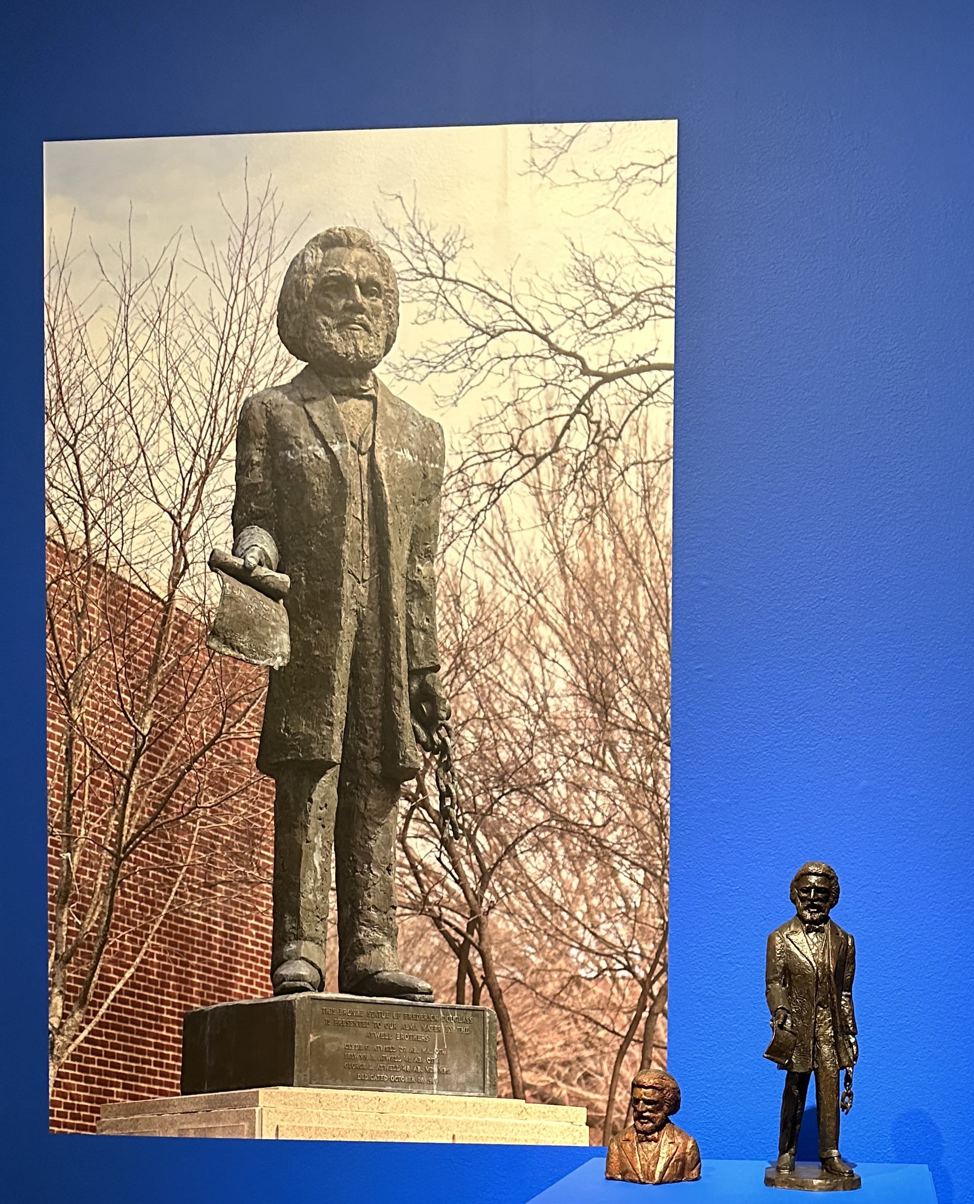 Frderick Douglass maquette and image in background