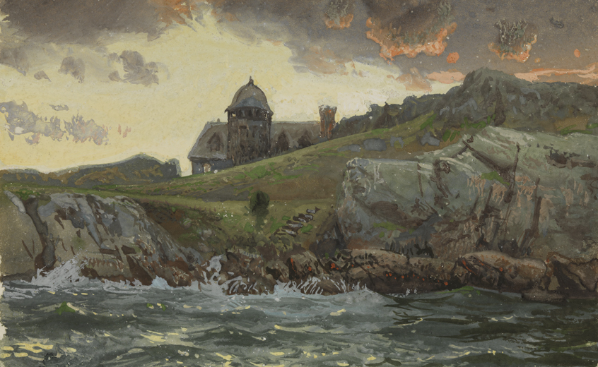 William Trost Richards, Joseph Wharton's House, on Conanicut Island, 1884. Watercolor and Chinese white on paper. Gift of Dorrance H. Hamilton in memory of Samuel M.V. Hamilton, 2008.5.95.