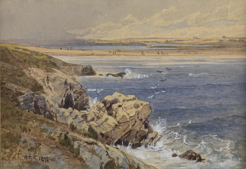 William Trost Richards, On the Cliff, Looking Inland, Newport, 1876. Watercolor and Chinese white on paper. Gift of Dorrance H. Hamilton in memory of Samuel M.V. Hamilton, 20085.5.15.
