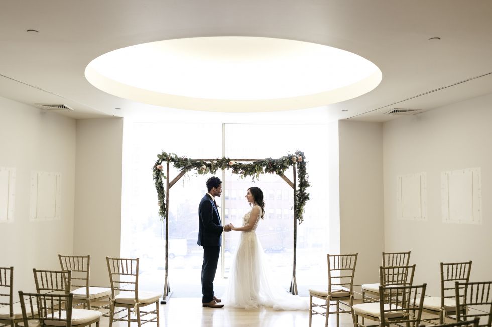 Wedding ceremony in the Hamilton Building's Ryman Gallery.