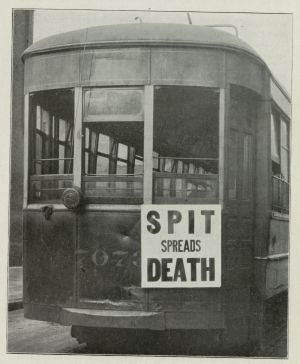 An anti-spitting sign posted on streetcar in Philadelphia, October 1918.Credit: Historical Medical Library of The College of Physicians of Philadelphia