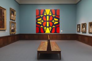 Great AIDS (Ultramarine Blue) by the artist group General Idea installed at PAFA