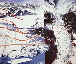 Columbia Glacier Lines of Recession 1980-2005, 51”x60, 2011 