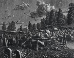 SECOND LINE Scratchboard, 16 x 20,Kate Samworth