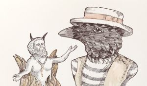 Fanciful figures argue