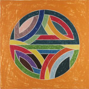 Frank Stella (b. 1936), Sinjerli Variation Squared with Colored Ground IV, 1981, Offset lithograph and screenprint on Arches Cover paper, 32 x 32 in. Bequest of Bernice McIlhenny Wintersteen.
