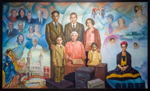 Image:  Nitza Tufiño, La Llegada de Nuestro Pueblo (The Family Portrait), 2011, Oil on canvas.