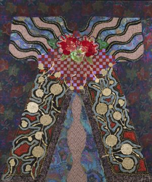 Image: Miriam Schapiro, Renewal, 1995, Mixed media collage of acrylic and fabric on canvas, Art by Women Collection, Gift of Linda Lee Alter