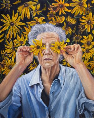 Black Eyed Susan, Rana Roosevelt. 2024. Acrylic, 18"x24". Courtesy of the artist