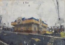 Catherine Mulligan, Torresdale Parking Lot, 2014, oil on paper, 9 x 11 in.
