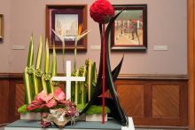 George Tooker's Highway (1953) reinterpreted with a floral design at PAFA IN BLOOM exhibition, 2014, Floral design by Robert Quartucci, Photo by Denise Guerin