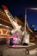 Jordan Griska, Grumman Greenhouse, 2011, Grumman S2f Cold War Era submarine tracking torpedo bomber, solar panels, edible vegetables and herbs, 30 x 18 x 20 ft.