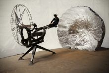 Jordan Griska, Icarus, 2009, steel, aluminum, Mylar, 13 x 13 x 25 ft.