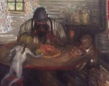 Jenny Kanzler, Dinner, 2014, oil on panel, 16 x 20 in.