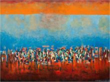 Title unknown (March on Washington), 1965, oil on fiberboard, 351/4 × 471/2 in., L. Ann and Jonathan P. Binstock, © Estate of Norman W. Lewis; Courtesy of Michael Rosenfeld Gallery, LLC, New York, NY