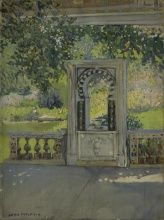 Jane Peterson, Turkish Fountain with Garden (from Louis C. Tiffany Estate, Oyster Bay), ca. 1910, Oil and charcoal on canvas, 24 1/4 x 18 in., Metropolitan Museum of Art,  Gift of Caryl and Martin Horwitz, 1991, Photo: © The Metropolitan Museum of Art/Art