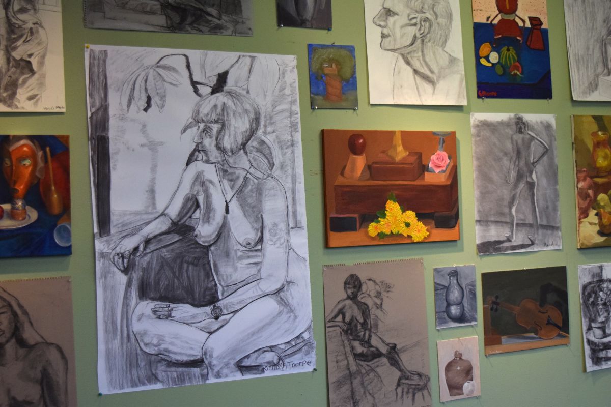 Art on the wall in an exhibit