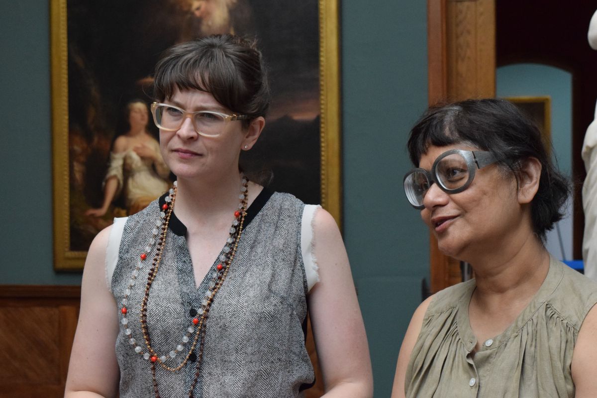 PAFA curator Jodi Throckmorton and Banerjee discuss the installation.