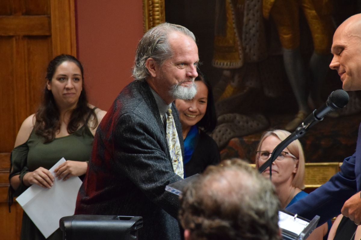 Mark White (MFA '18) at the Low Residency MFA Program graduation ceremony.