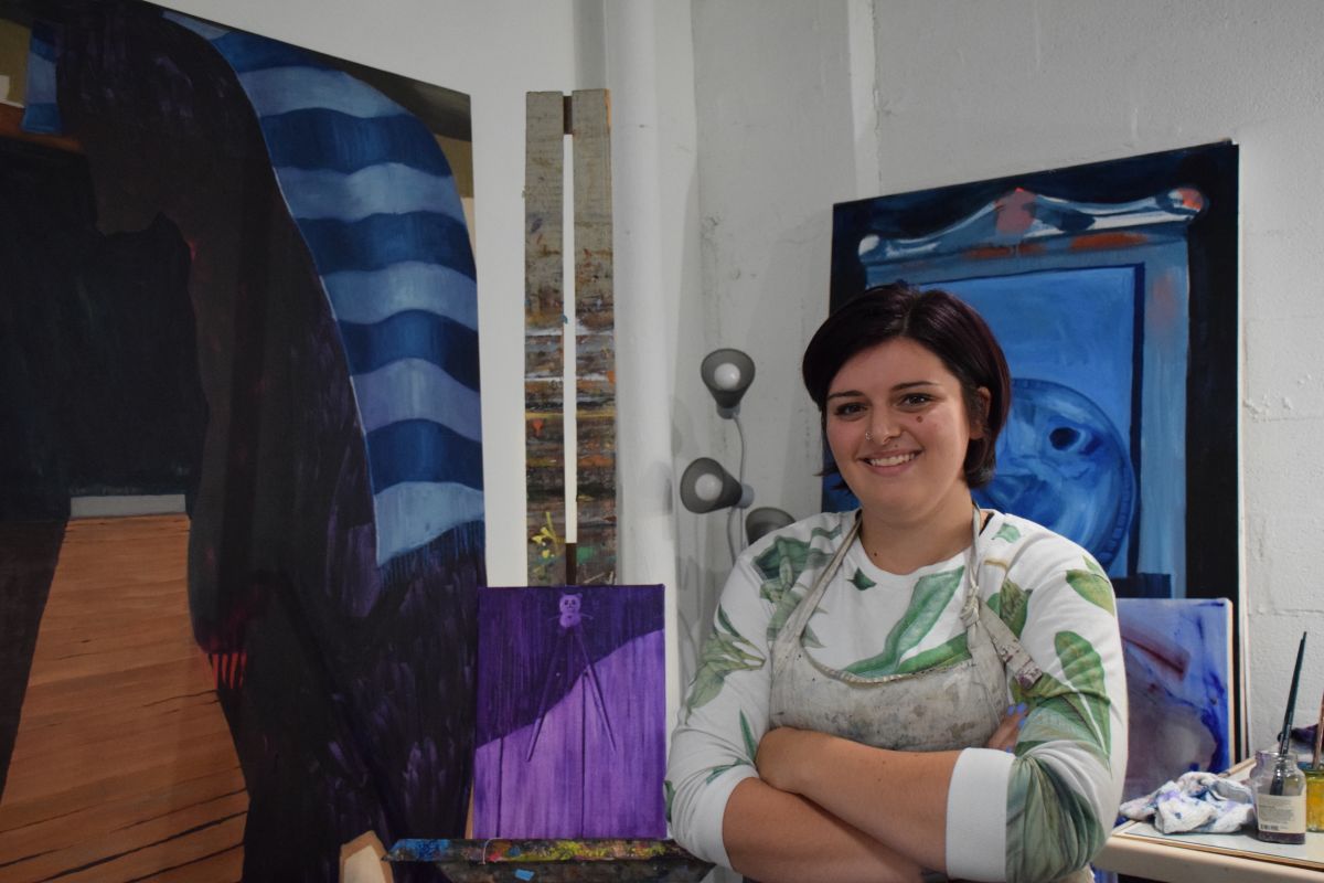 Visiting Artist Program coordinator Claudia Valenti (MFA '20) in her studio
