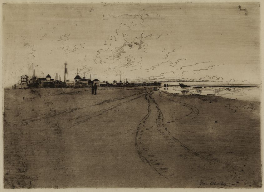 Joseph Pennell, "Below Atlantic City" (1881). Etching on cream Japanese tissue paper. Gift of the artist.