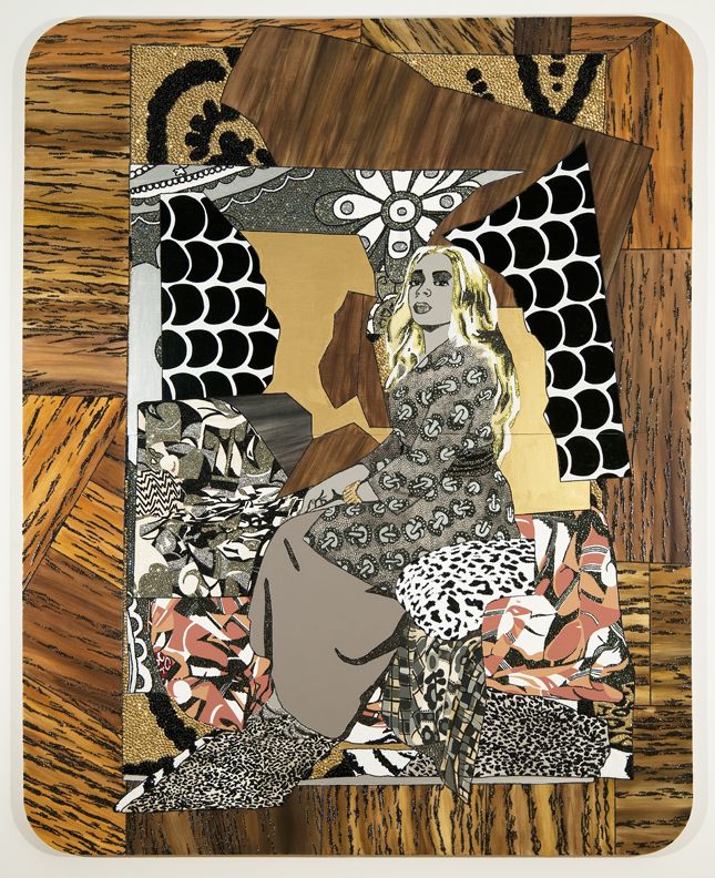 Mickalene Thomas, "Din Avec la Main Dans le Miroir" (2008)