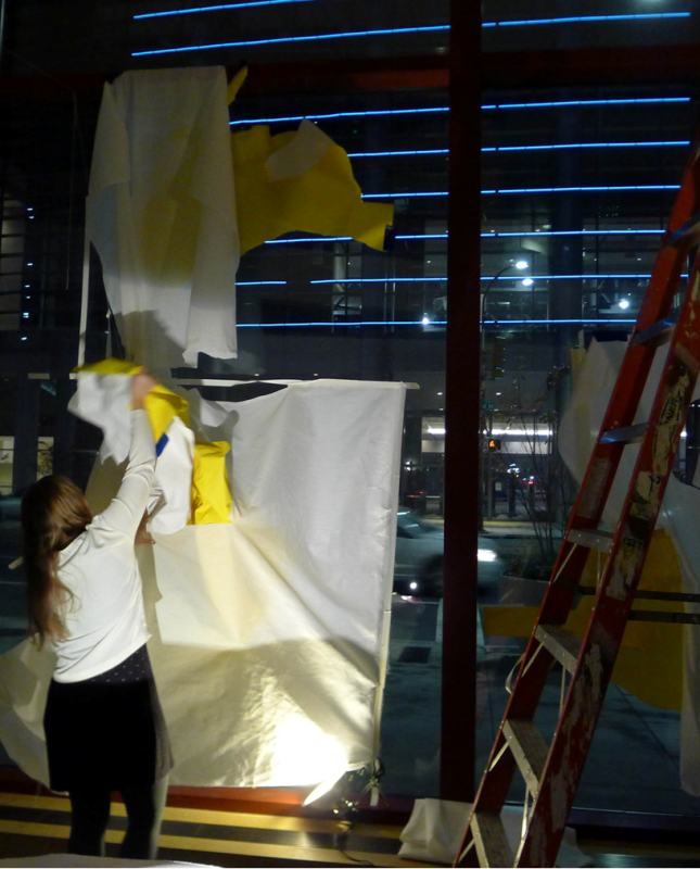 A person works on an artwork at the Broad Street Studio