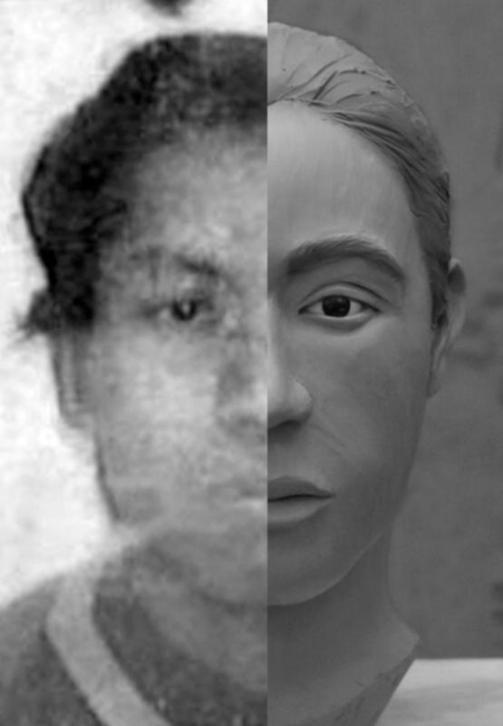 Rendering and photograph of the person Gallo helped to identify.