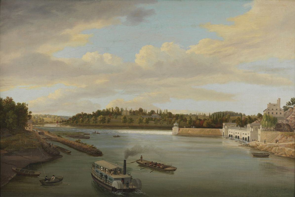 Thomas Birch, "Fairmount Water Works" (1821). Oil on canvas 20 1/8 x 30 1/16 in. Bequest of Charles Graff, 1845.1.