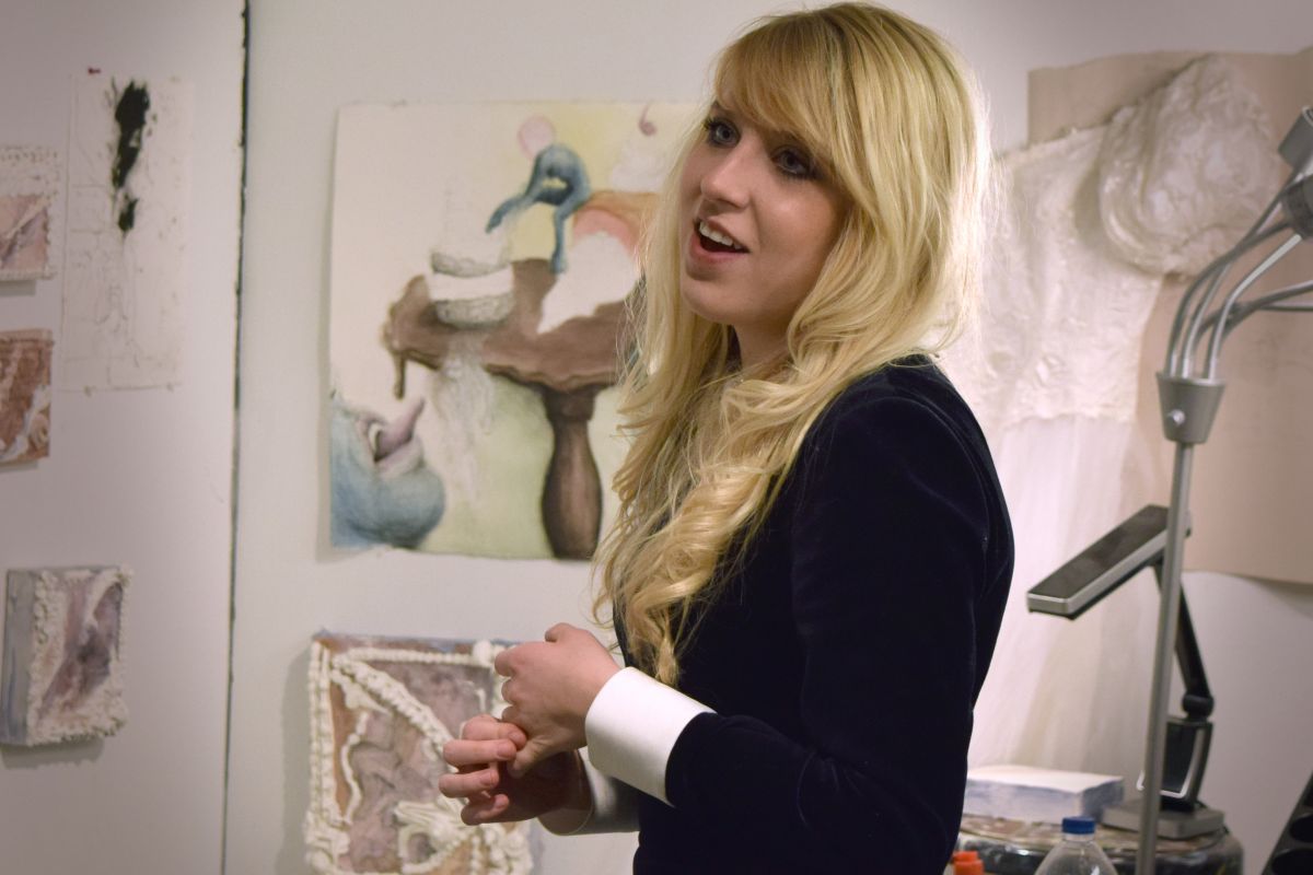 Katie Weidlein (MFA '19) during Open Studio Night 2018.
