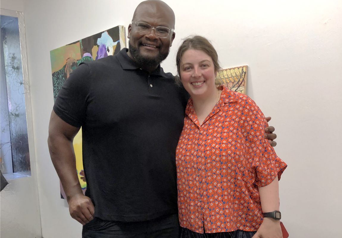PAFA MFA chair Didier William shares a moment with Josephine Halvorson, chair of the MFA program at Boston University. / Photo: Mari Elaine Lamp