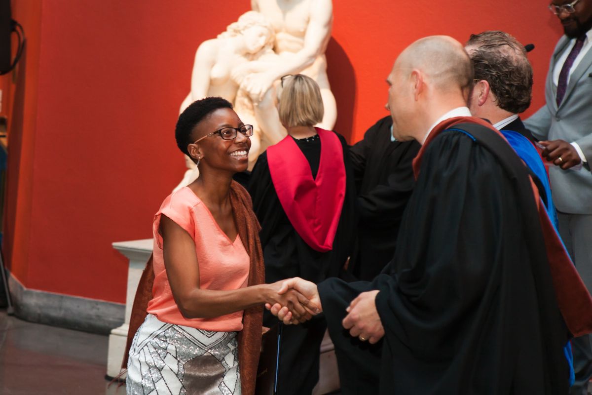 Rachel Means (MFA '18) at PAFA's Commencement exercises.
