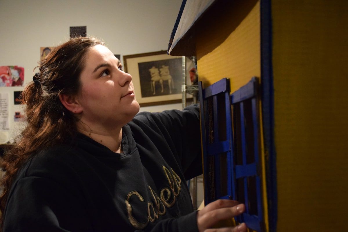 MFA student Sam Dominik '19 at work.