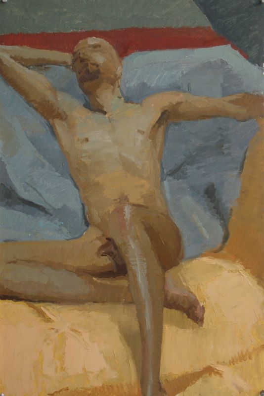 Male Figure Study, oil on museum board, 30 x 20 in, 2011