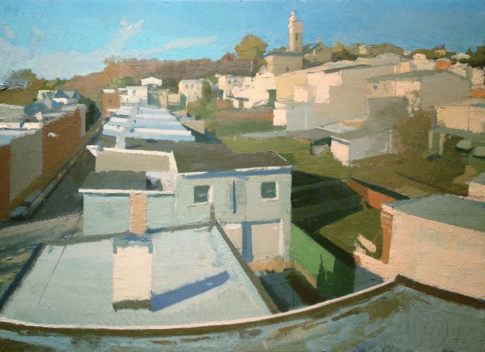 Rooftops Looking North, oil on linen, 26 x 32 in, 2010
