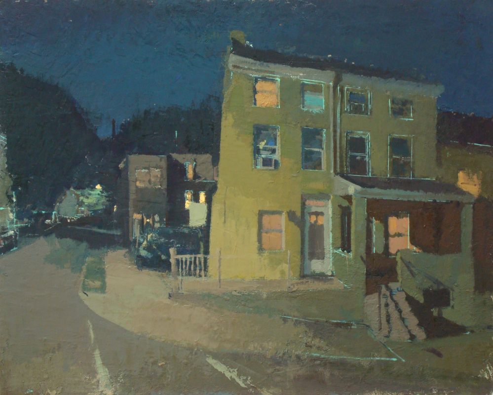 Cotton Street at Night, oil on linen, 20 x 32 in, 2013