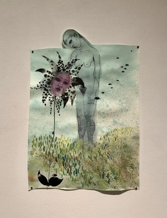 Laura Paola Deliz Burgos (BFA), "seems like i have a life but a life means nothing without a friend", Collage, ink, watercolor, gouache, and pen on paper