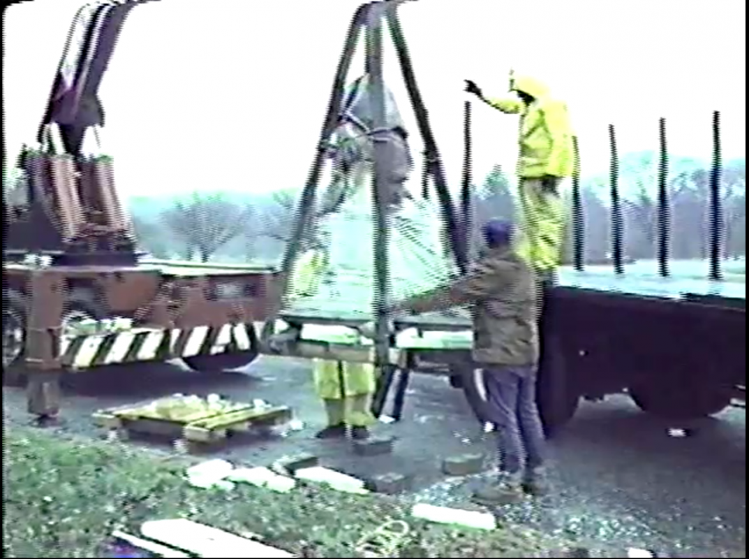statue on galley crane outdoors in park 1986
