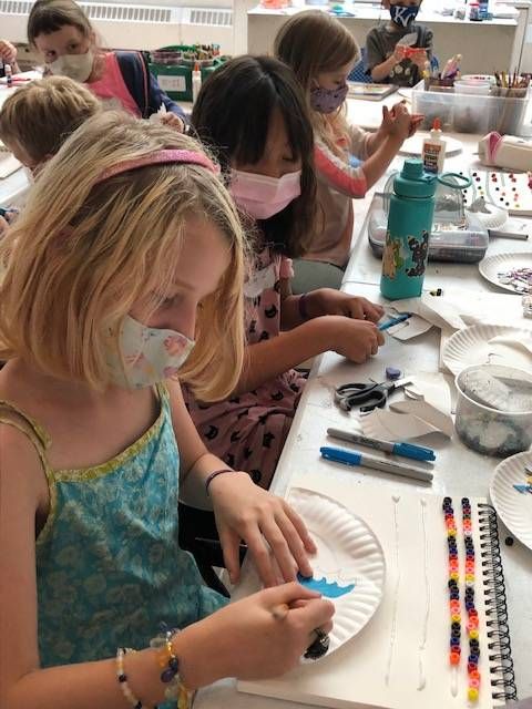 Campers making art