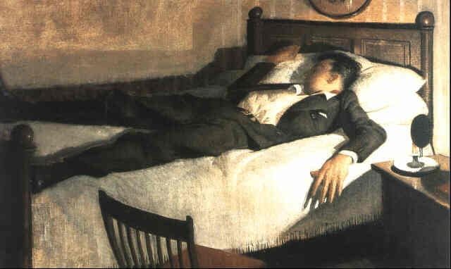 Inspired by William Dobell, "Young Man Sleeping” oil, 1935